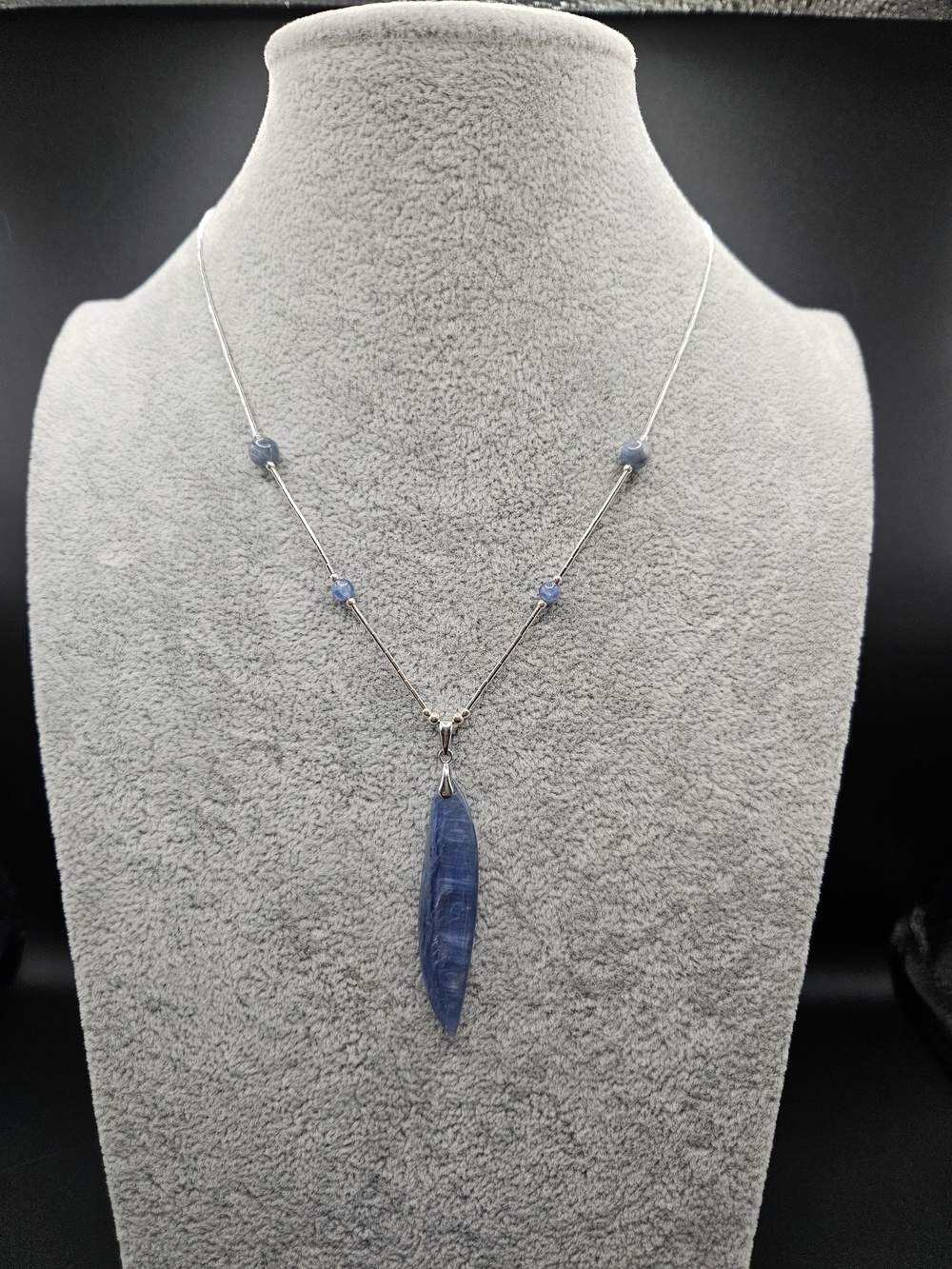 Sterling Silver And Blue Kyanite Necklace